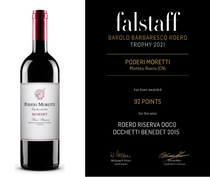 Roero Riserva Docg Occhetti Benedet 2015 Falstaff 92 punti