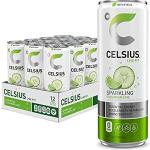 CELSIUS Sweetened with Stevia Sparkling Cucumber Lime Fitness Drink, Zero Sugar