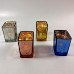 Mercury cube glass candle holder votive candle 