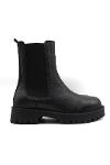 Black Floater Leather Daily Genuine Leather Elastic Chelsea Women's Boots