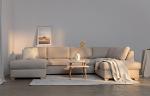 Minimalistic handmade corner sofa different fabrics