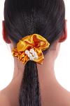 Women's Pearl Bead Detailed Mustard Scrunchie Buckle