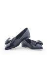 Buckle Black Genuine Leather Women's Ballerina Shoes