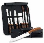 Herzberg HG-K9W: 9 Pieces Knife Set with Roll-up Carry Bag