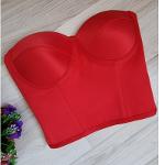 Red Satin Strapless Tie-Up Corset Bustier