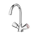 Traditional sink mixer with movable spout