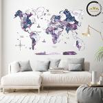 3D Wooden World Map Milky Way