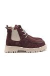 Burgundy Suede Daily Genuine Leather Elastic Women's Boots