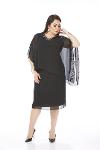 Plus Size Black Color V-neck Chiffon Dress