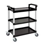 Large 3 Tier Polypropylene Trolley Black Shelves