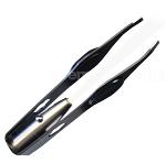 Excellent light tweezers slanted, incl. imitation leather case