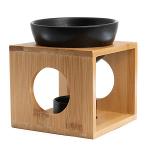 Luxury Aroma Burner Bamboo Round Opening – Black/Brown