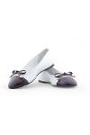 Buckle White Burgundy Genuine Leather Women's Ballerina Shoes