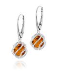 Silver earrings with amber