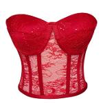 Red Lace Tie-Up Corset Bustier