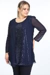 Large Size Navy Blue Color Faux Jacket Tunic