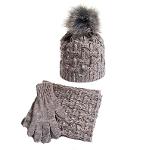 Winter women's / girls' hat infinity scarf gloves, cappuccino