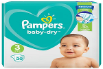 Pampers Baby-Dry Nappies Size 3, 6-10kgs, 13-22lbs 30’s