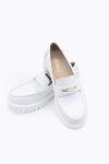 White Leather Comfort Loafer Shoes