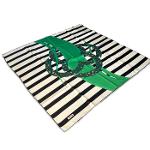 Aker Cream Green Stripe Pattern Twill Silk Scarf 8804713-912