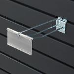 Slatwall Double Hook with Swinging Pocket 200 mm