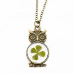 Chain Antique Four-leaf Clover Owl