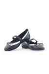 Black and White Genuine Leather Women's Ballet Ballerina Shoes