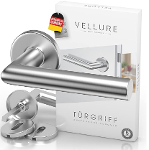 Door handles, handle set for room doors, door handle set made of stainless steel