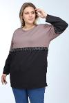 Large Size Black Color Brown Lycra Long Sleeve Tunic
