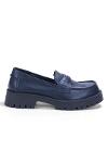 Navy Blue Leather Comfort Loafer Shoes