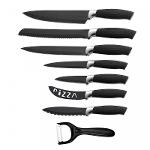 Royalty Line RL-BLK7-W: 7 Pieces Non-Stick Coating Knives Set