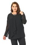 Plus Size Black Color Chiffon Blouse