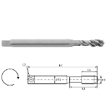 MACHINE Tap Form C, spiral flutes, 35°, Overlengthed L=100, Metric