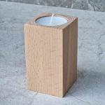 Beech tealight candle holder 50x50x90mm