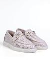 Beige Leather Studded Comfort Women's Loafer Shoes