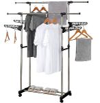 Herzberg HG-03275: Adjustable Double Rod Rolling Clothing 