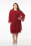 Large Size Red Color Lace Chiffon Dress With Jacket