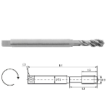 MACHINE Tap Form C, spiral flutes, 35°, Overlengthed L=150, Metric