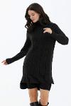 Full turtleneck knitwear tunic - black