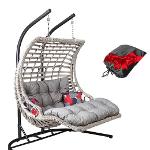 Gowoll Garden Swing Rattan Hanging Chair with Frame Hanging