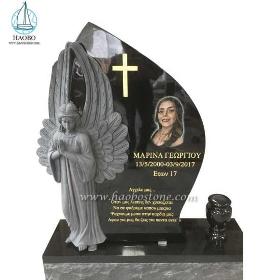 India Black Monument Standing Angel Statue Tombstone