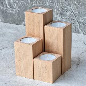 Beech tealight candle holder set of 4