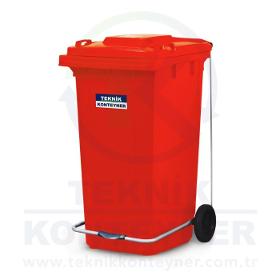 120L Plastic Waste Container with Pedal Color Red