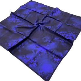 Seyra Purple Blue Vintage Patterned Twill Silk Scarf 3635-01