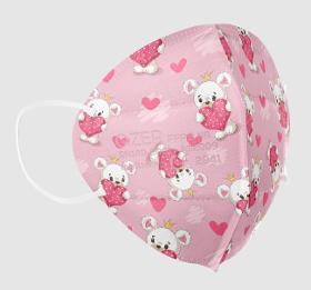 Medizer Qzer Kids Series 5 Layer Pink Teddy Bear Patterned N95 Best Face Mask