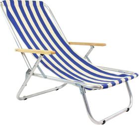 Beach chair single-position white and navy 150kg