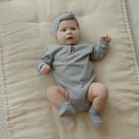 Cotton Rib Bodysuit Gray