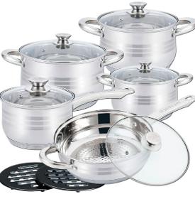 Herzberg 12 Pieces Stainless Steel Cookware Set