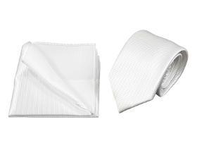 Italian men's tie set 150x7cm, sleek, slim, white