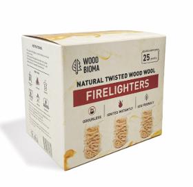 Natural Wood Wool Firelighters for Wood Burners, Pizza Ovens